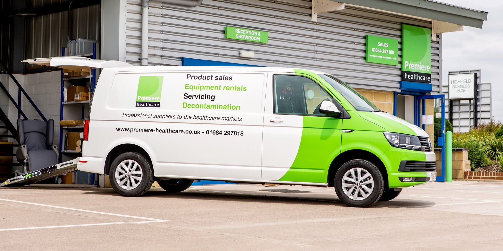 Premiere Healthcare Service Van. Side Facing.