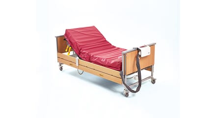 Red Mattress and Brown Frame Bead. Apex Medical Domus 4.