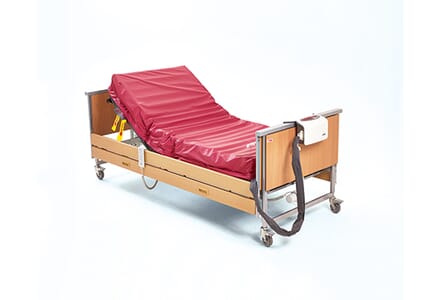 Red Mattress and Brown Frame Bead. Apex Medical Domus 4.