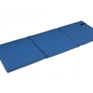 Folding Crash Mat. Blue Crash Matt on the Floor.