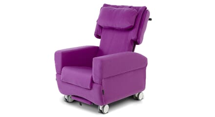 CareFlex HydroCare Chair Angle, Purple Left Facing.