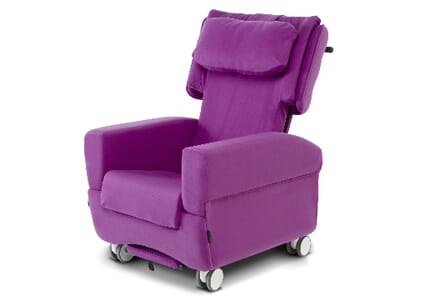 CareFlex HydroCare Chair Angle, Purple Left Facing. 