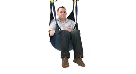 In-seat Adult Sling, With Male User Facing Forward.