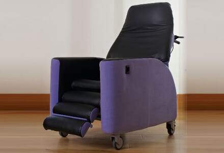 Kirton Encora Chair. Purple Left Facing.