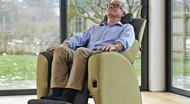 Kirton GE-II Chair, with mand reclined in chair.