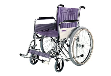 Heavy Duty Self-Propelled Wheelchair. Purple Left Facing. 