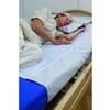 Man Laying in bed wit blue WendyLett 2wat Sheet. 