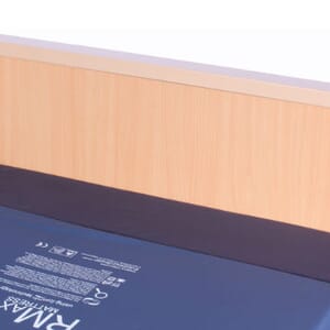 Focussed Image of wooden side board of Bed. Extension Kit.