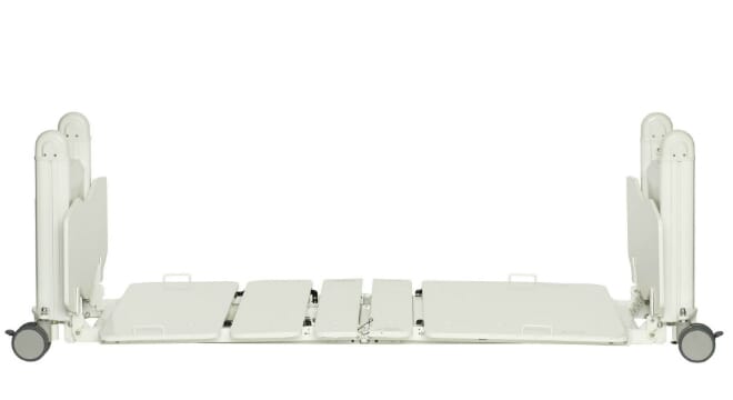 Floorline Bed, Side Profile With No Mattress. White.