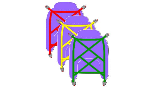 Pro-Lock Amputee Disposable Sling. Three Green, Yellow and Red Straps. 