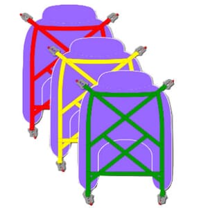 Pro-Lock Amputee Disposable Sling. Three Green, Yellow and Red Straps.