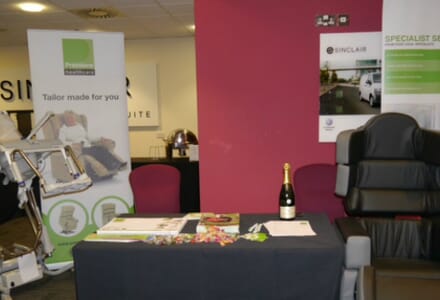 Stall with Two Chair Examples at South West Wales Brain Injury Conference 2016.