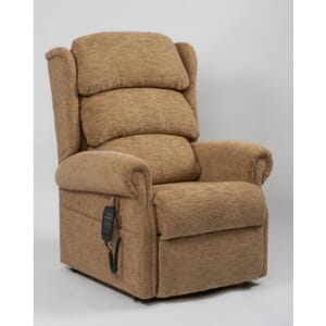 Primacare Brecon Rise and Recline Chair. Brown. Right Facing.