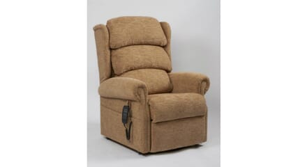 Primacare Brecon Rise and Recline Chair. Brown. Right Facing.