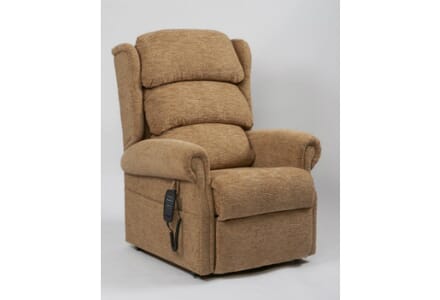 Primacare Brecon Rise and Recline Chair. Brown. Right Facing. 