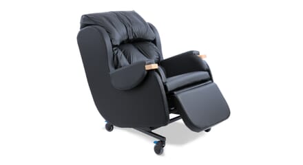 CareFlex HydroTilt XL Bariatric. Black Leather, Reclined Right Facing.
