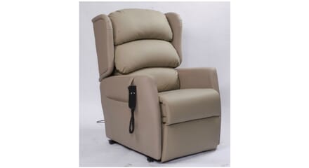 Primacare Monza Rise and Recline Chair. Cream. Right Facing.