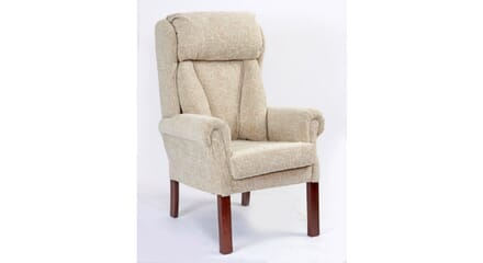 Primacare Pembroke High Back Chair. Cream. Right Facing.