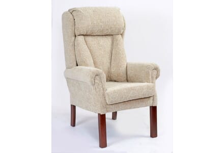 Primacare Pembroke High Back Chair. Cream. Right Facing. 