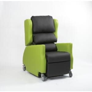Primacare Tintern Riser Porter Chair. Green and Black, Right Facing.