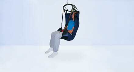 Silvalea In-Situ Deluxe Sling. User Sat Facing Left.
