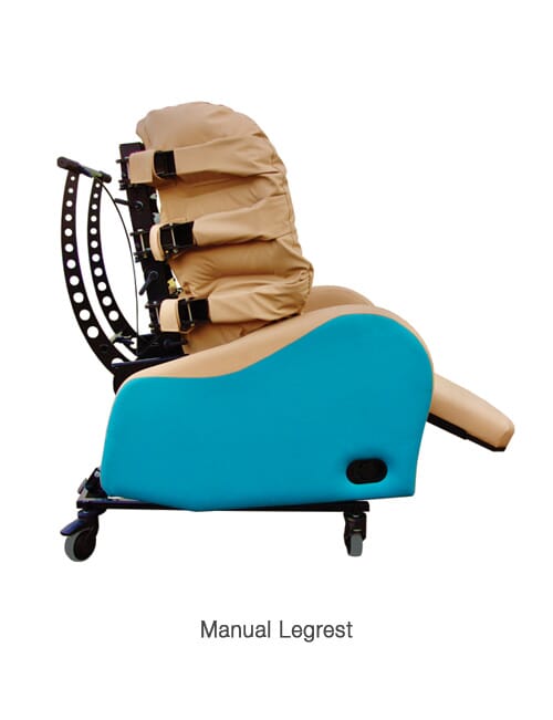 Cura Contour Chair with leg rest in upright position