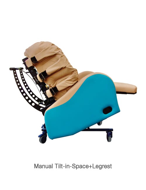 Cura Contour Chair with backwards tilt and leg rest support