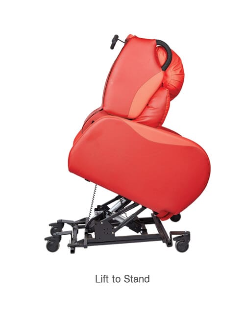 Multi Porta CURA Chair tilted forwards to support users with standing